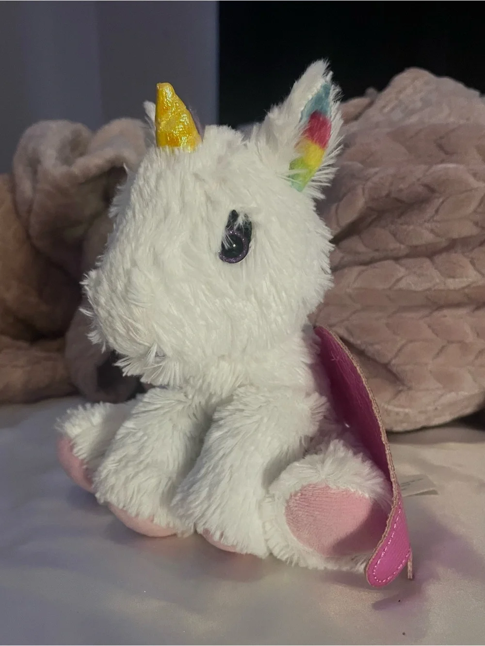 Barbie White Plush Unicorn with Gold Horn and Pink Accents - Picture 1 of 1